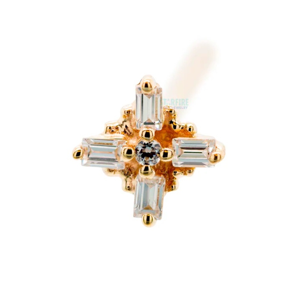 NWT BVLA Mini Gaia Solid 14k Rose Gold White Diamonds
